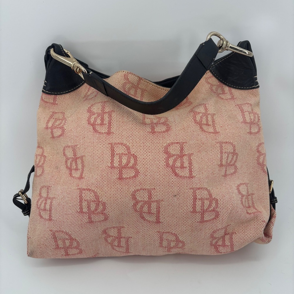 Pink jacquard tote purse Dooney & bourke duck charm monogram quiet luxury preppy